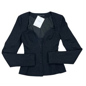 Fenity NWT Black Sweetheart Neck Fitted Blazer